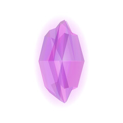Purple crystal diamond.  Isolated on white background.  Vector 3D illustration.