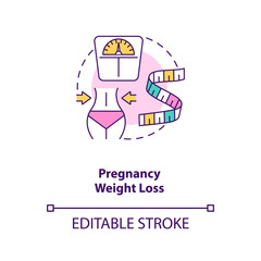 Pregnancy weight loss concept icon. Breastfeeding benefits for women. Decreasing calories of your body idea thin line illustration. Vector isolated outline RGB color drawing. Editable stroke