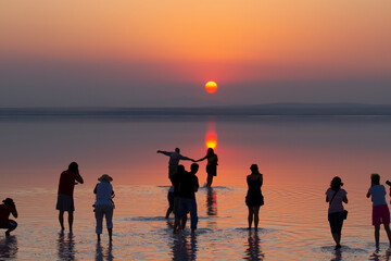Turkey's second largest lake, sunset in salt lake