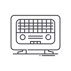 Home radio icon, linear isolated illustration, thin line vector, web design sign, outline concept symbol with editable stroke on white background.