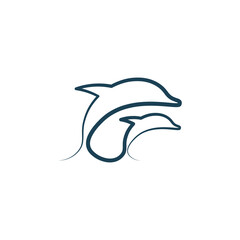 Fototapeta premium dolphins line icon vector illustration design