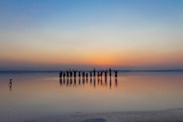 Turkey's second largest lake, sunset in salt lake