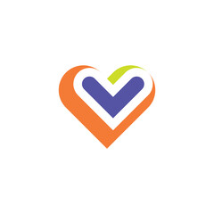 heart letter v logo symbol design element