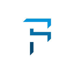 letter f blue icon logo vector design