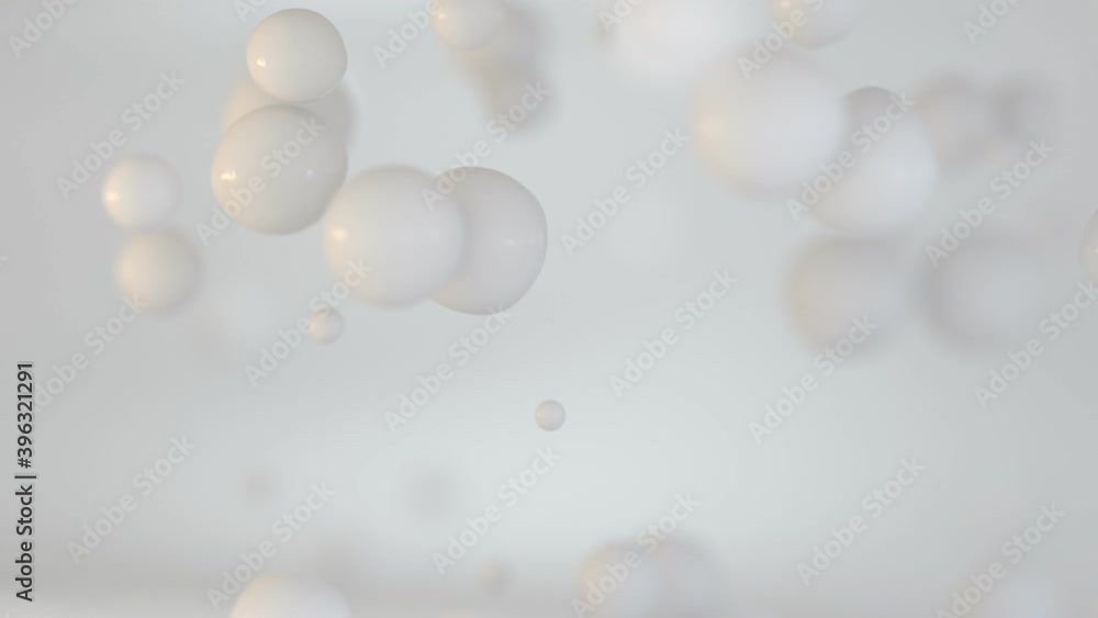 Poster glossy white soft spheres. abstract 3d render animation