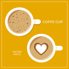 vector image. flat illustration of cups of coffee. latte art. coffee logo.
