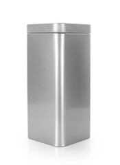 silver metal box isolated on white background.