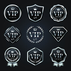 set of VIP silver badge labels