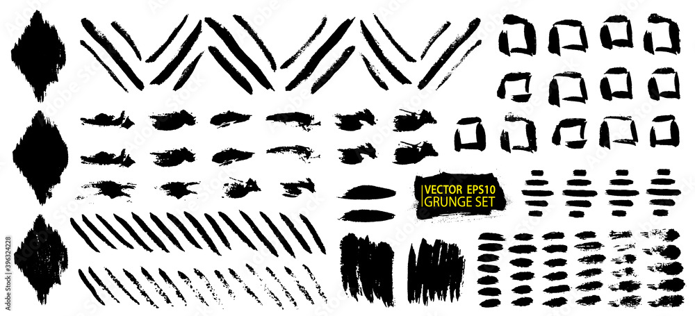 Poster grunge design elements set. grunge shapes collection for patterns or backdrops. grungy splatter. pai
