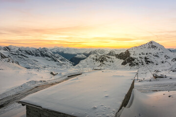 Stelvio Pass during the sunset Time
