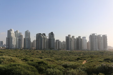 Panoramic View Of City Buildings Against Sky israel netanya