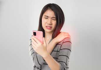 Fototapeta premium woman feel shoulder pain , office syndrome