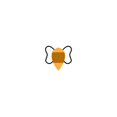 SIMPLE BEE ART, SIGN, SYMBOL, VECTOR LOGO DESIGN ON WHITE