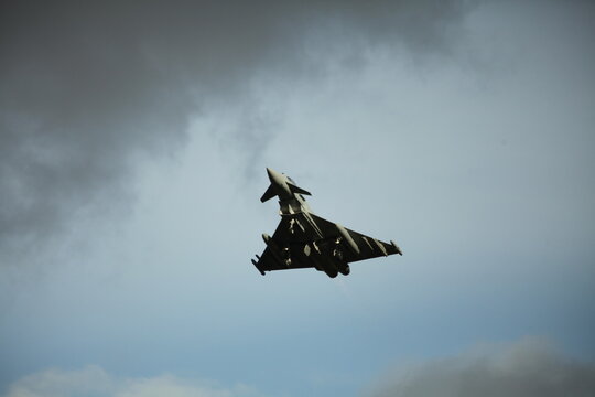 Military Fighter Jet Over Lincolnshire Countryside 