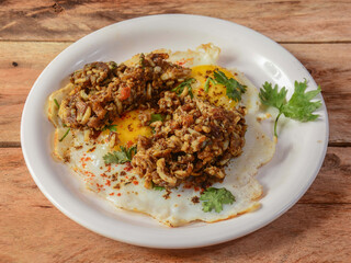 Egg ghotala is a traditional tasty recipe from Gujarat, selective focus