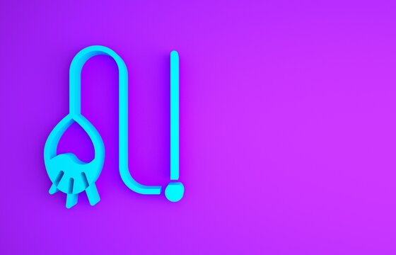 Blue Pet cat toy icon isolated on purple background. Minimalism concept. 3d illustration 3D render.