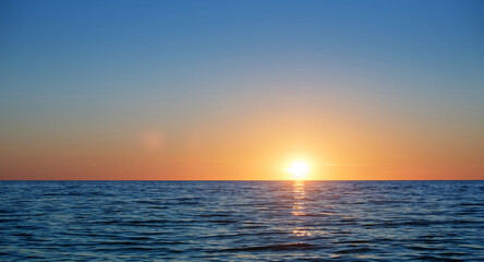 Sunset over the blue sea horizon nature landscape