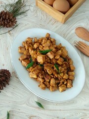 Tempeh Orek or Scrambled Tempeh Indonesian Food