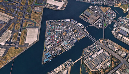 Japan, the coast of the capital Tokyo, infrastructure, residential buildings, bridges and...