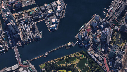 Japan, the coast of the capital Tokyo, infrastructure, residential buildings, bridges and attractions