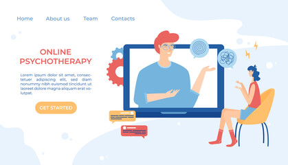 Online psychotherapy concept. Psychological counseling. Vector illustration.