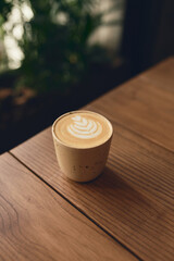 Cup of cappuccino with latte art