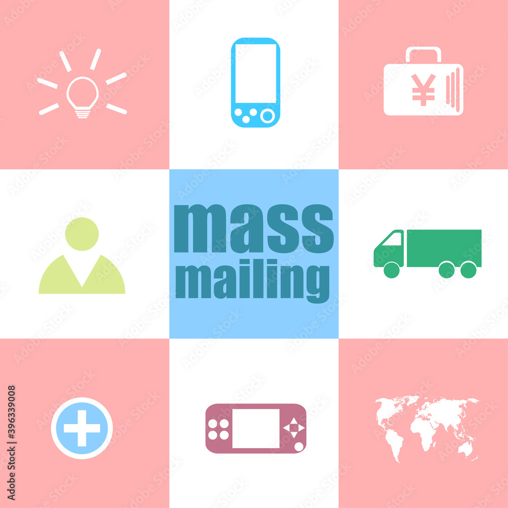 Poster text mass mailing. management concept . infographic dashboard ui interface template