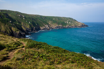 Cornwall, UK. Seaview along the coastal path. Between St. Ives and Pendeen