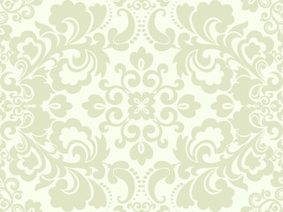 Seamless light background with beige pattern in baroque style. Vector retro illustration. Ideal for printing on fabric or paper for wallpapers, textile, wrapping.