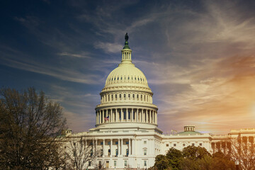 Washington DC, USA the United States Capitol building at sunset