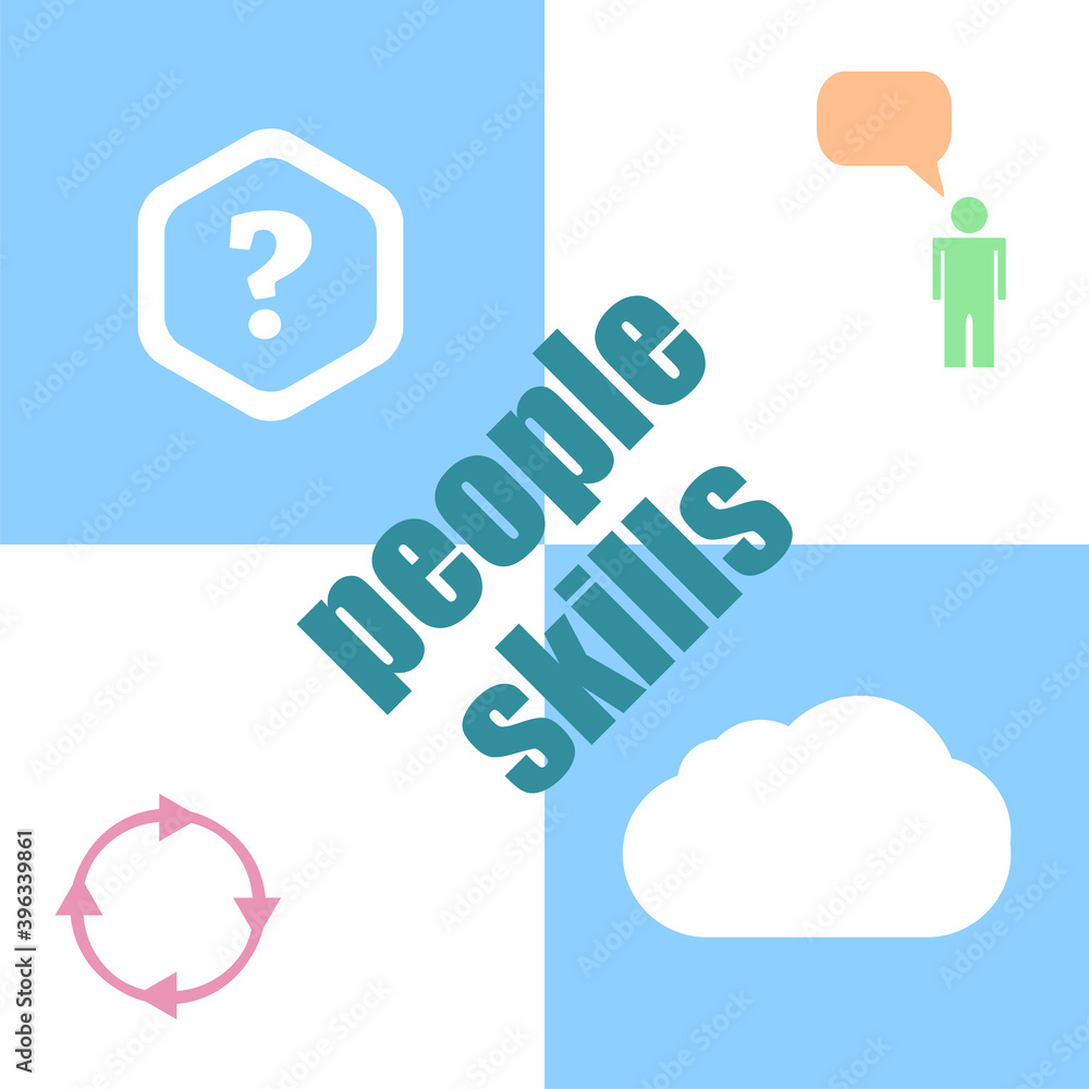 Poster people skills text. education concept . infographic dashboard ui interface template