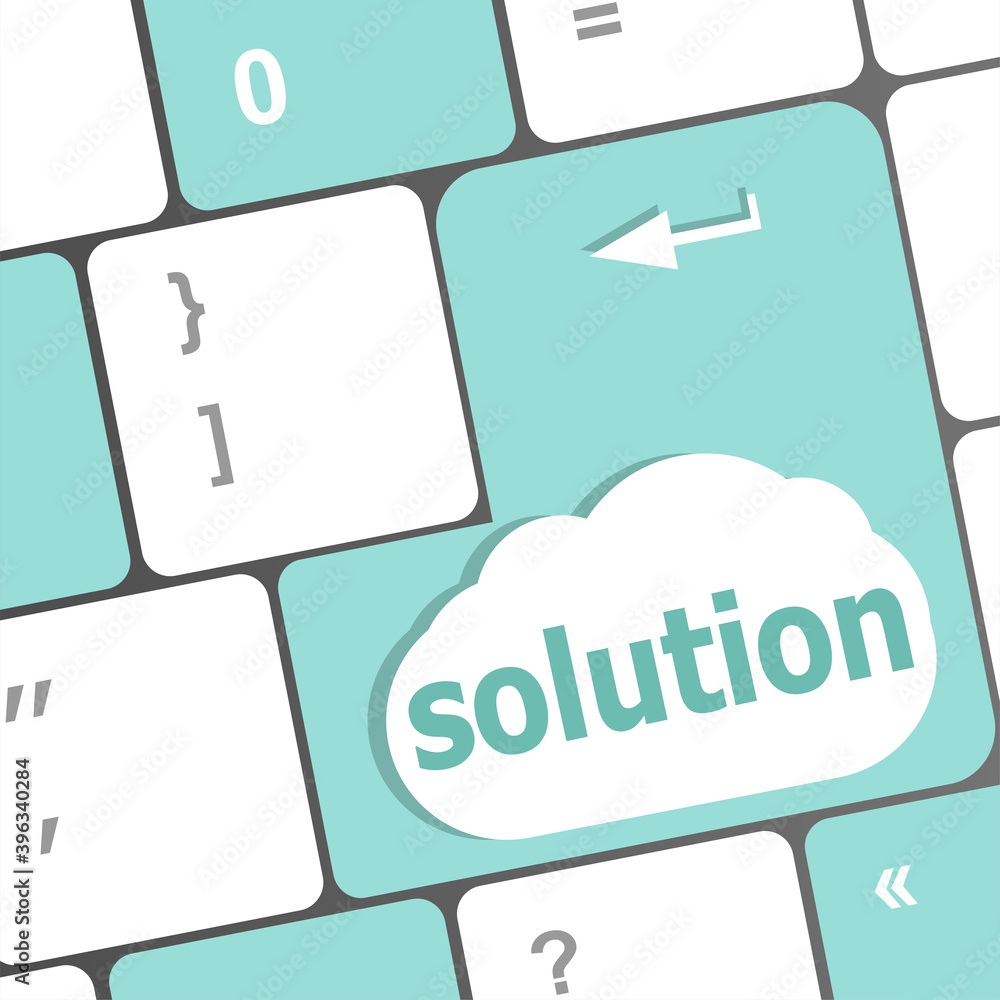 Poster keyboard with solution buton. computer keyboard