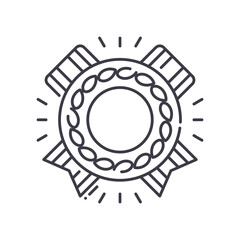 Golden medal icon, linear isolated illustration, thin line vector, web design sign, outline concept symbol with editable stroke on white background.