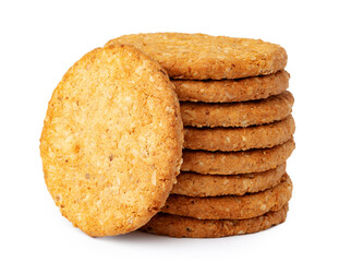 Stack of oat cookies isolated on white