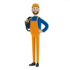 Master for an hour. Builder. 3D illustration in cartoon style. - 396341011