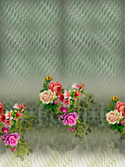 Digital textile design and colourfull background with flowers, repeat pattern