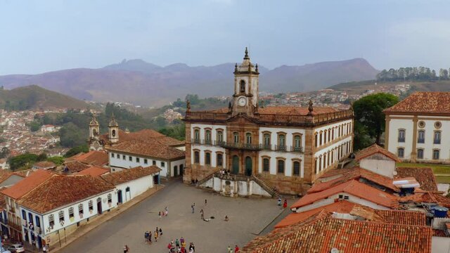 Aerial images of the historic city of Ouro Preto, Minas Gerais.