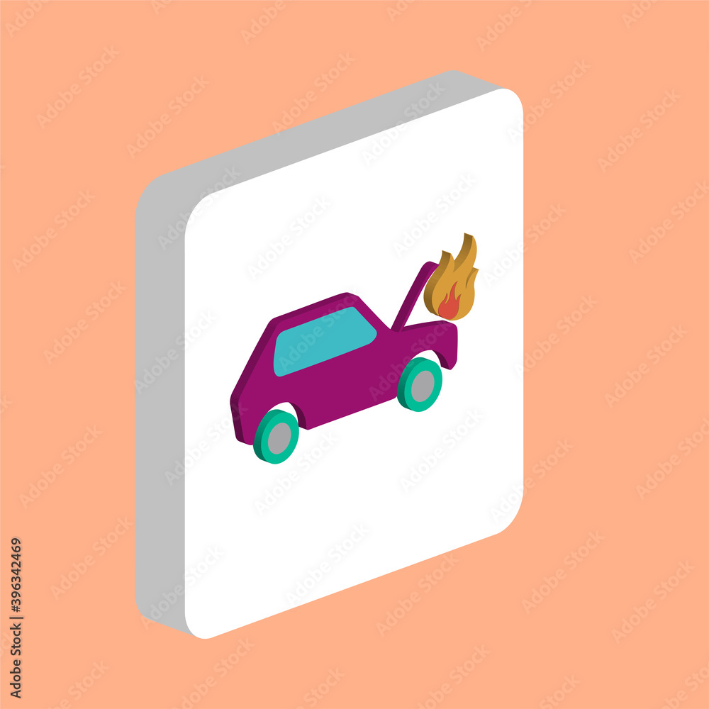 Poster car fire simple vector icon. illustration symbol design template for web mobile ui element. perfect 