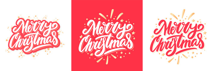 Merry Christmas. Vector lettering greeting card.