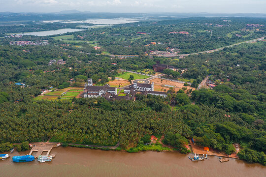 Aerial view of the S&eacute; Catedral de Santa Catarina, old Goa, India.