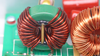 Copper coil on a circuit board	