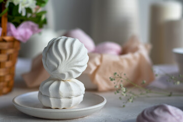Homemade white zephyr on a plate