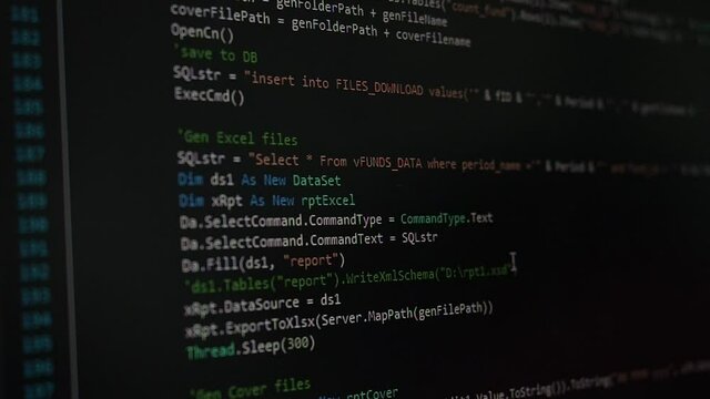 Web, application and software developement. Programming code on a monitor.