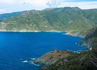 La Revellata, viewpoint with beautiful landscape near Calvi in ​​the Balagne region, Corsica...