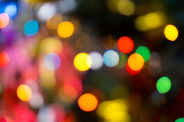 Fototapeta premium Blur - abstract bokeh circle string lights for background wallpaper