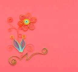 Obraz premium Paper quilling on red color