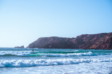 Surf beach landscape south portugal
