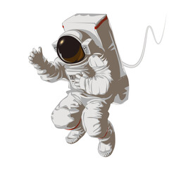 Astronaut in a spacesuit in outer space. On a white background