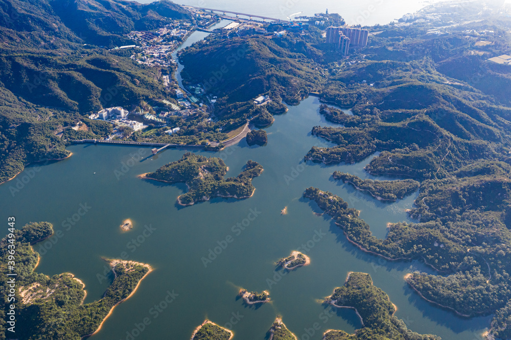 Sticker Aerial view of Reservoir Landscape