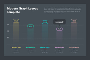 Modern graph layout template with place for your content - dark version. Flat design, easy to use for your website or presentation.